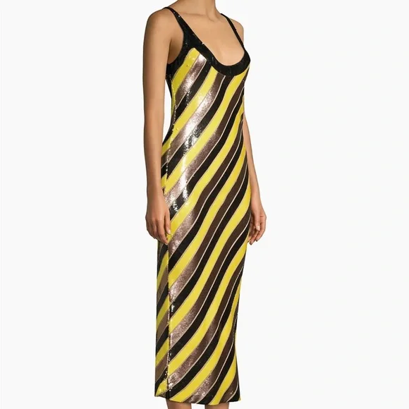 slim fit dress slacks DIANE VON FURSTENBERG Size M Gold Acetate Blend Crochet Dress main image 0